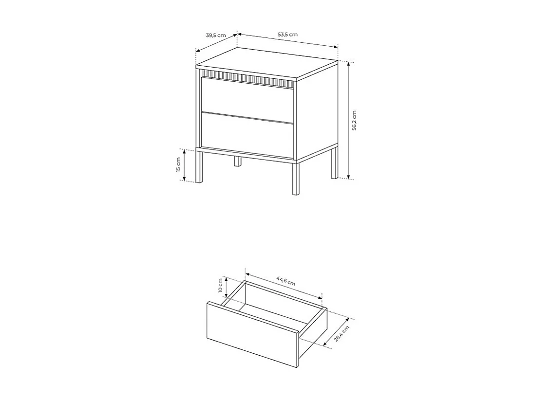 Comodino moderno con piedini alti 53,5x56,2 cm beige CMLK16