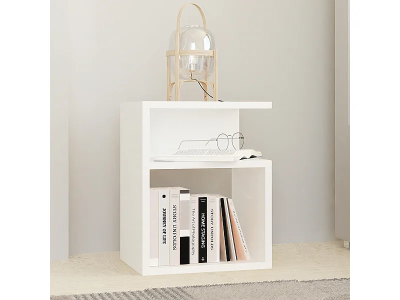 Comodino moderno a giorno 30x40x30 cm bianco COT1