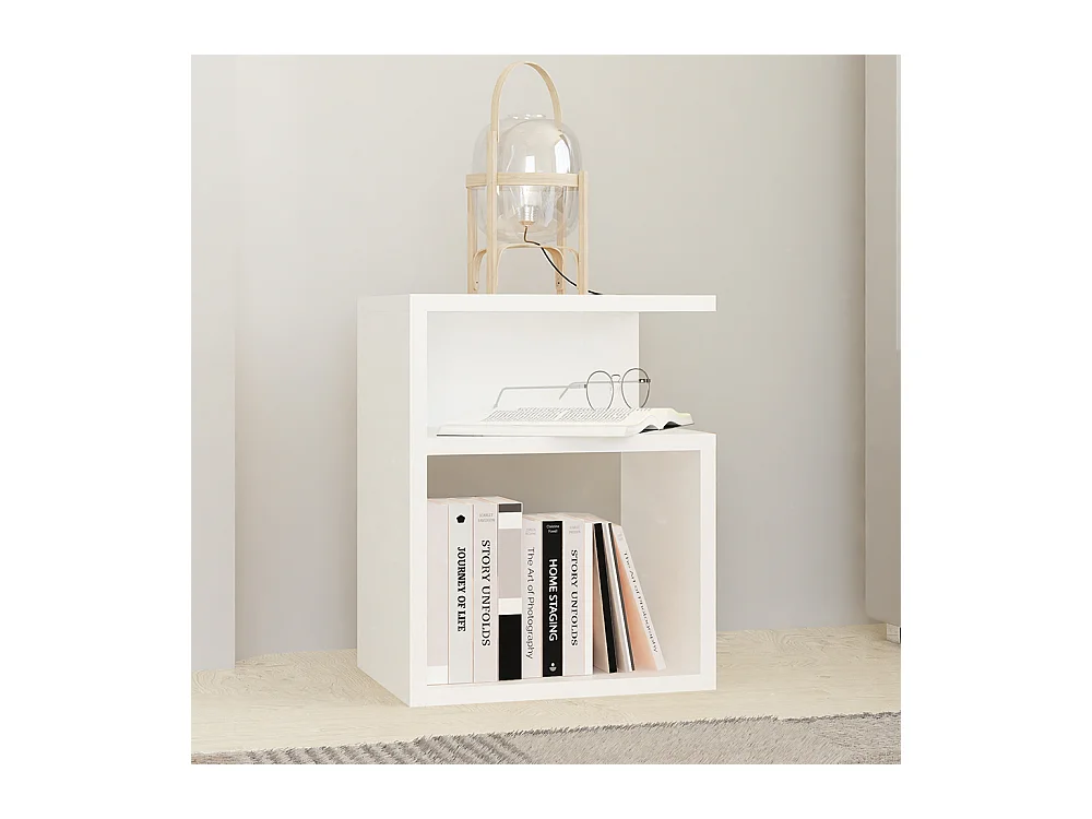 Comodino moderno a giorno 30x40x30 cm bianco COT1