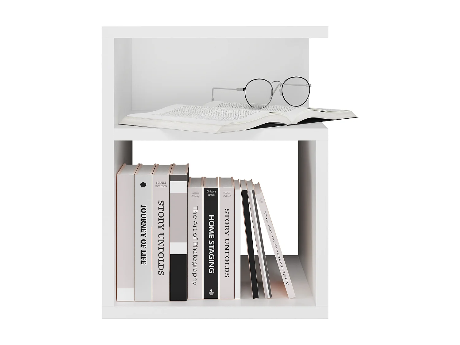 Comodino moderno a giorno 30x40x30 cm bianco COT1