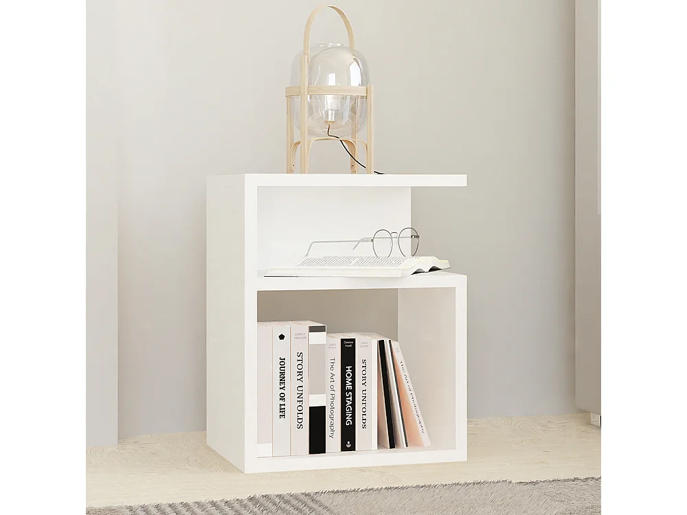 Comodino moderno a giorno 30x40x30 cm bianco COT1