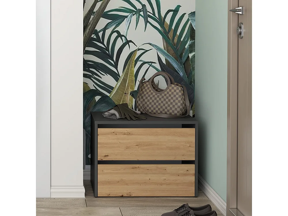 Scarpiera piccola per ingresso 60x44x36 cm rovere e antracite SCAT1