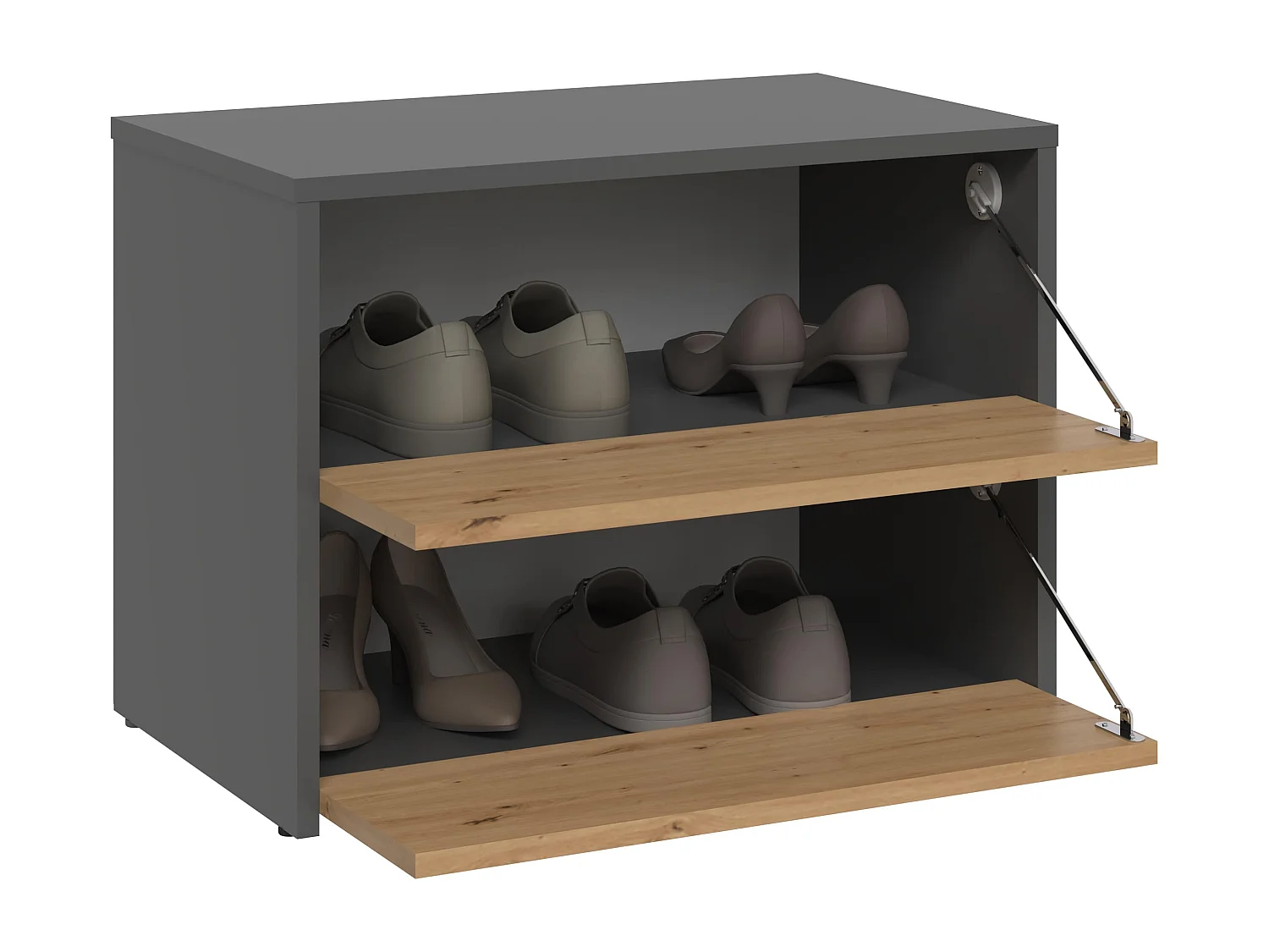 Scarpiera piccola per ingresso 60x44x36 cm rovere e antracite SCAT1