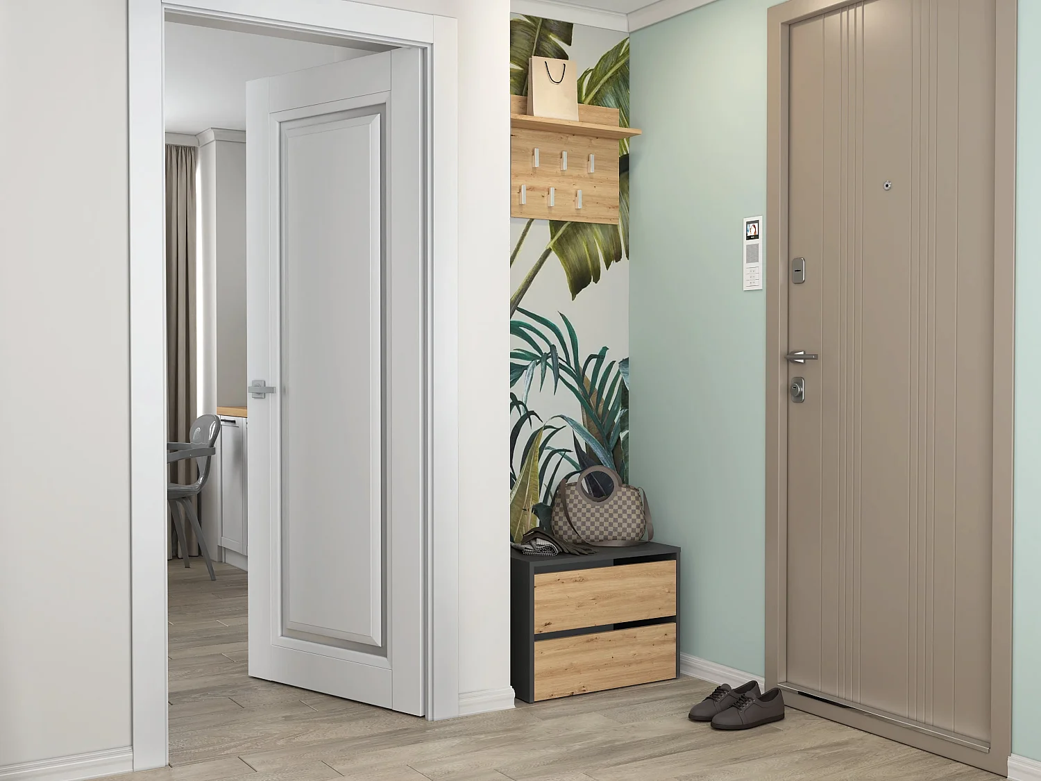 Scarpiera piccola per ingresso 60x44x36 cm rovere e antracite SCAT1