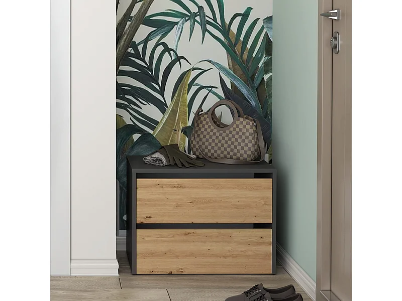 Scarpiera piccola per ingresso 60x44x36 cm rovere e antracite SCAT1