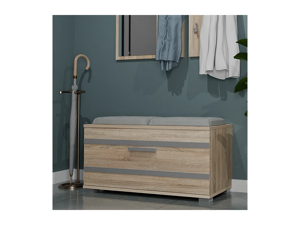 Scarpiera salvaspazio 85x45x35 con seduta rovere chiaro SCAT5