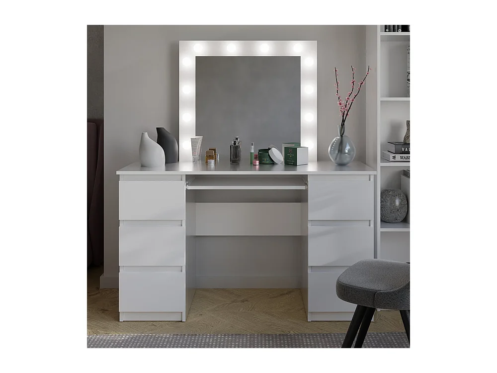 Toeletta trucco moderna con specchio bianca TOT3