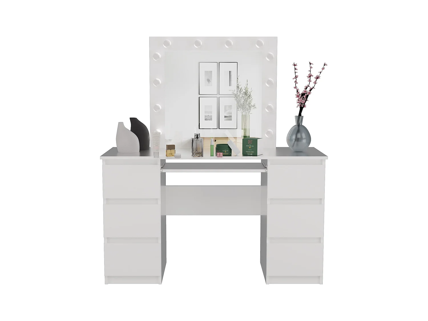 Toeletta trucco moderna con specchio bianca TOT3