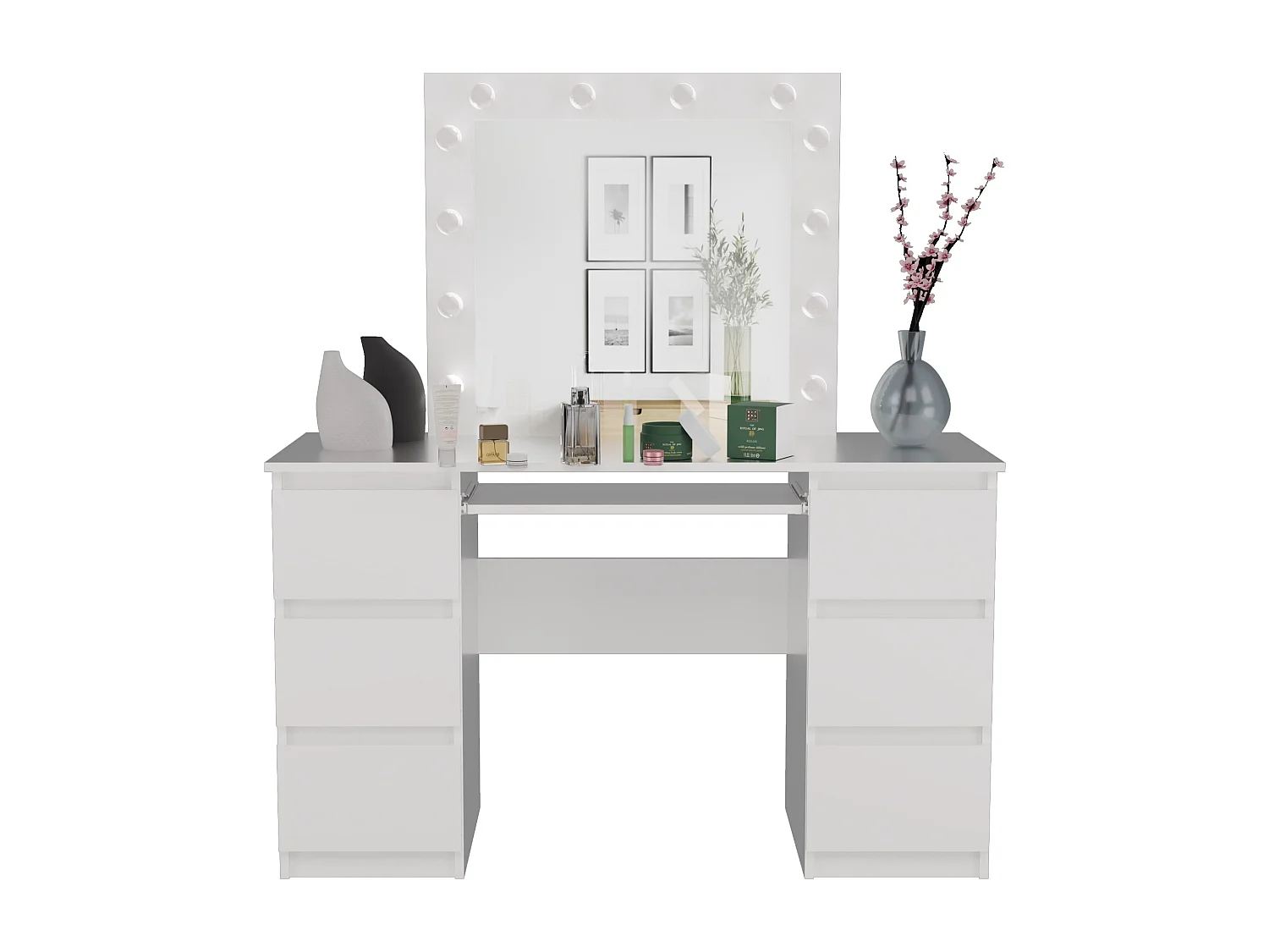 Toeletta trucco moderna con specchio bianca TOT3