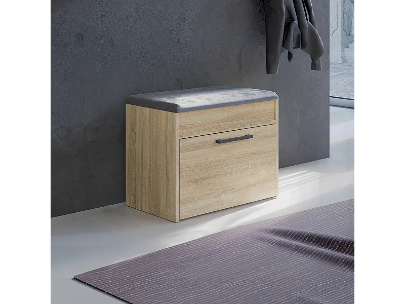 Scarpiera con panca 60x49x35 cm rovere chiaro SCAT7