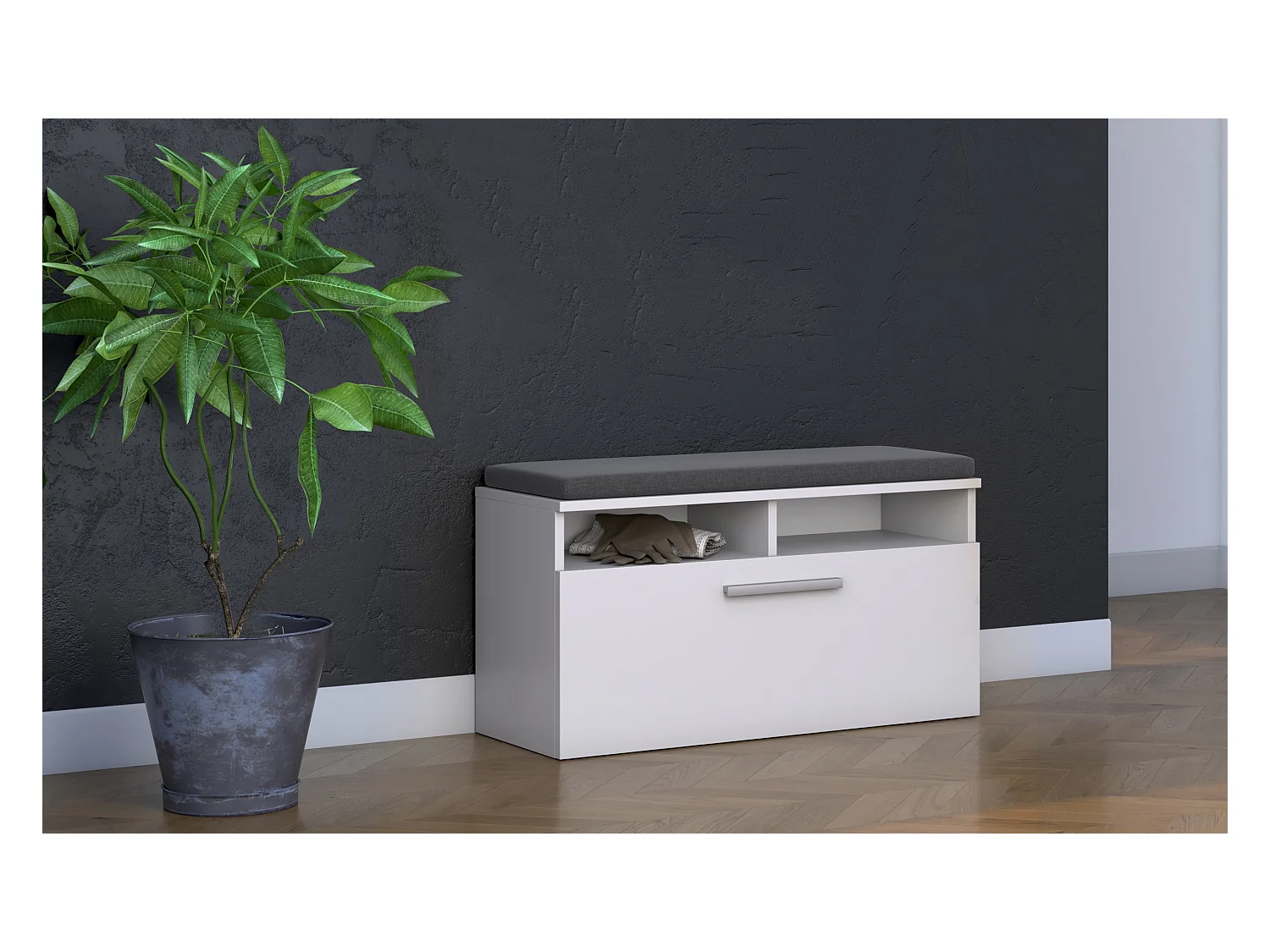 Scarpiera con seduta 85x46x35 cm bianca SCAT4