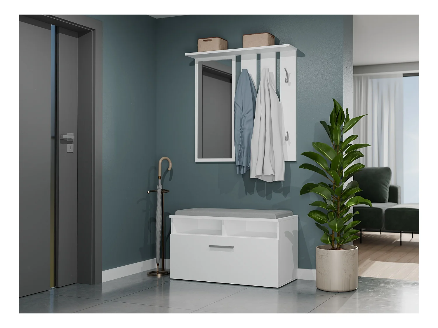 Scarpiera con seduta 85x46x35 cm bianca SCAT4