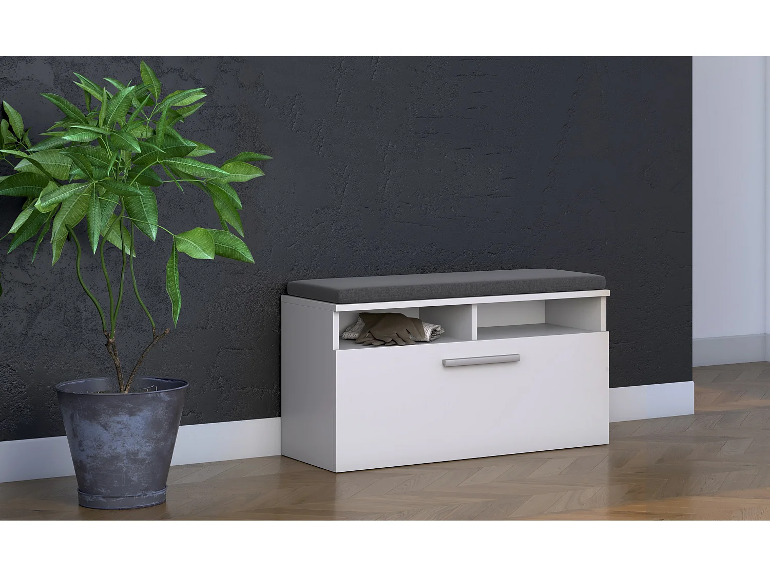 Scarpiera con seduta 85x46x35 cm bianca SCAT4