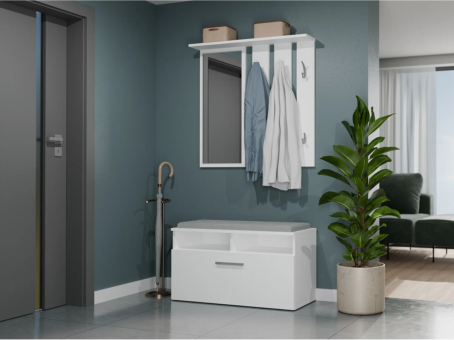 Scarpiera con seduta 85x46x35 cm bianca SCAT4