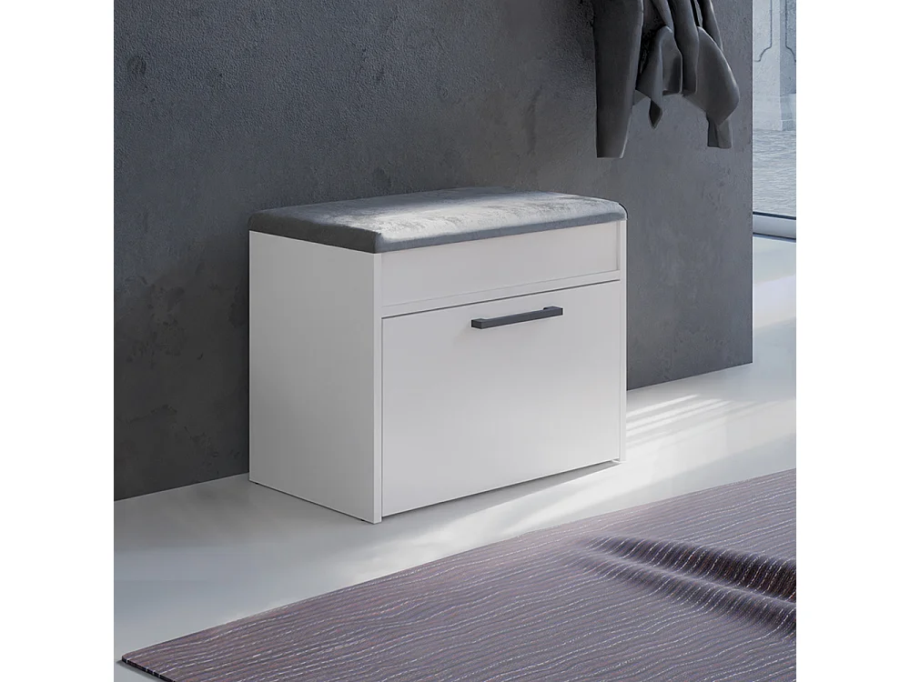 Scarpiera con panca 60x49x35 cm bianca SCAT7