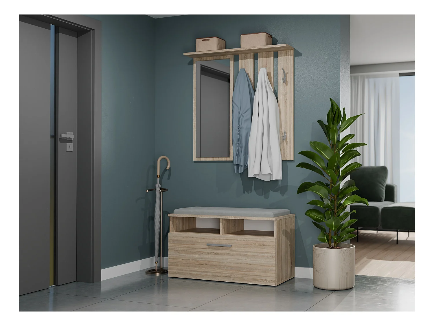 Scarpiera con seduta 85x46x35 cm rovere chiaro SCAT4