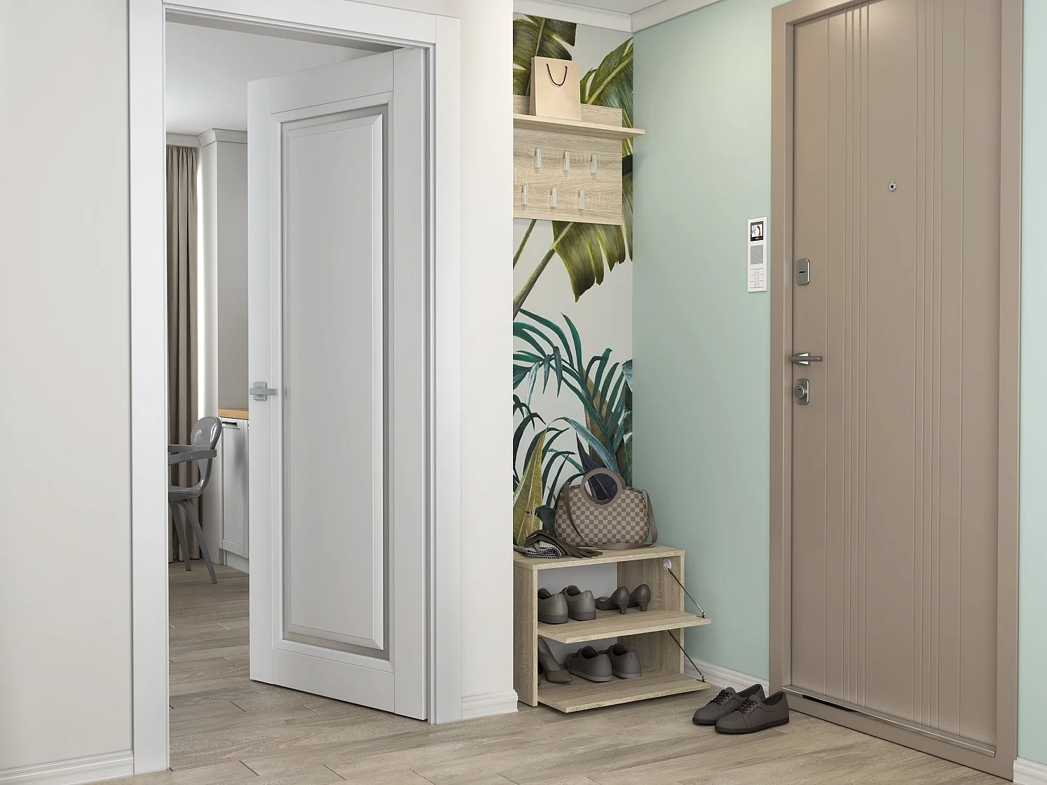 Scarpiera piccola per ingresso 60x44x36 cm rovere chiaro SCAT1