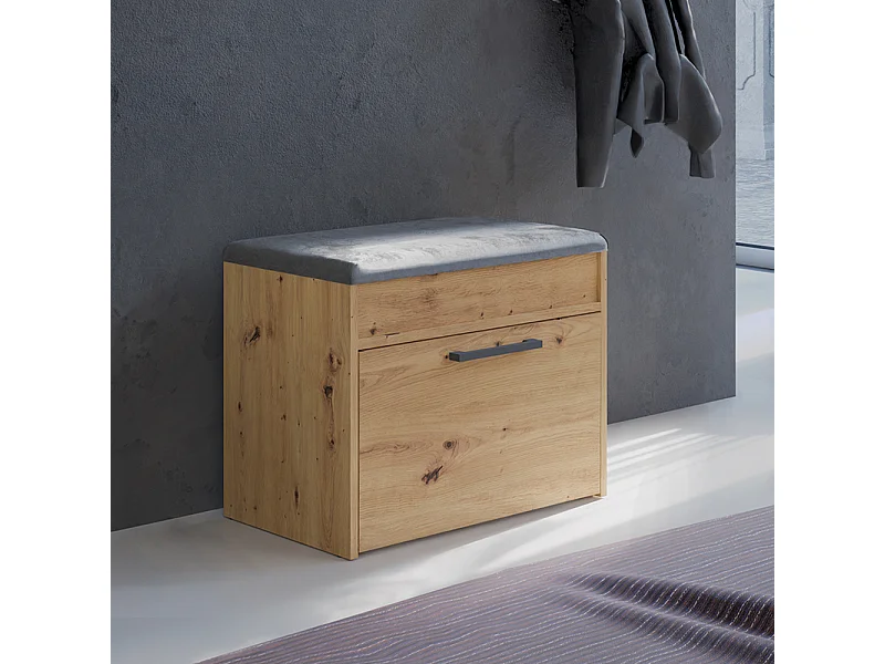 Scarpiera con panca 60x49x35 cm rovere naturale SCAT7
