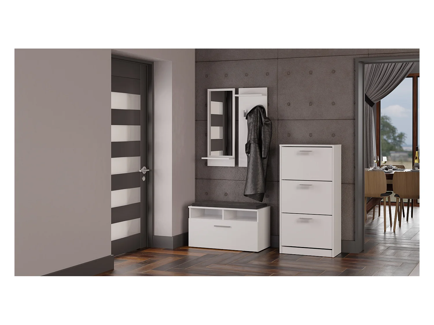 Scarpiera moderna 60x116x28 cm bianco SCAT3