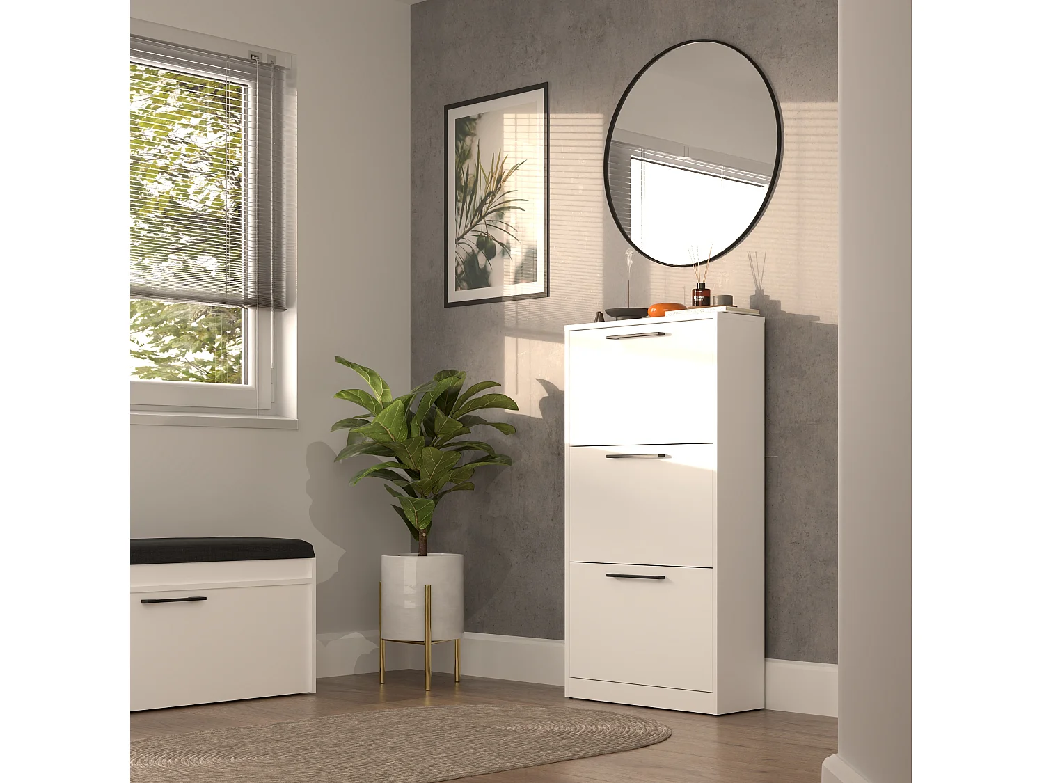 Scarpiera moderna 60x116x28 cm bianco SCAT3