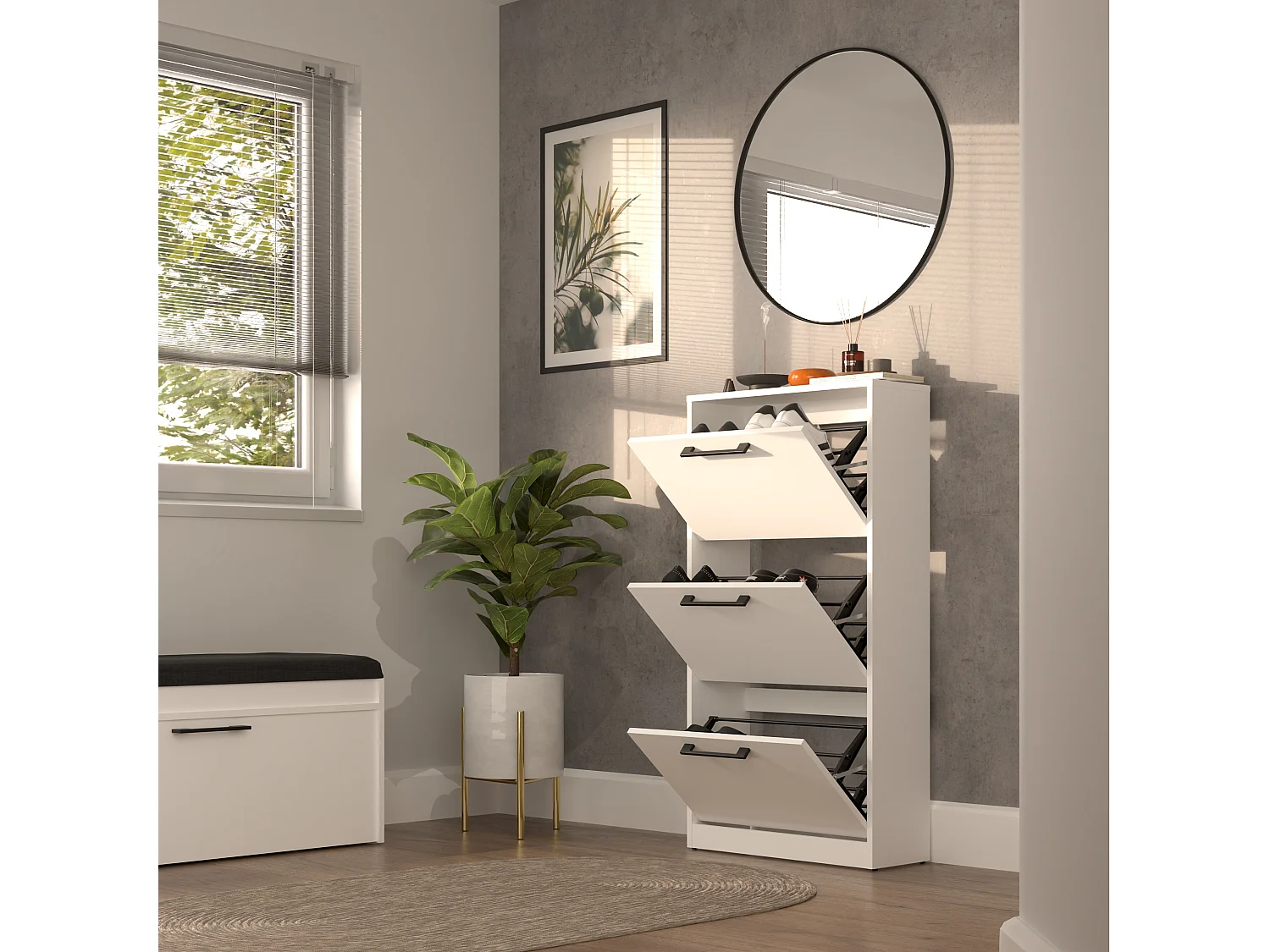 Scarpiera moderna 60x116x28 cm bianco SCAT3