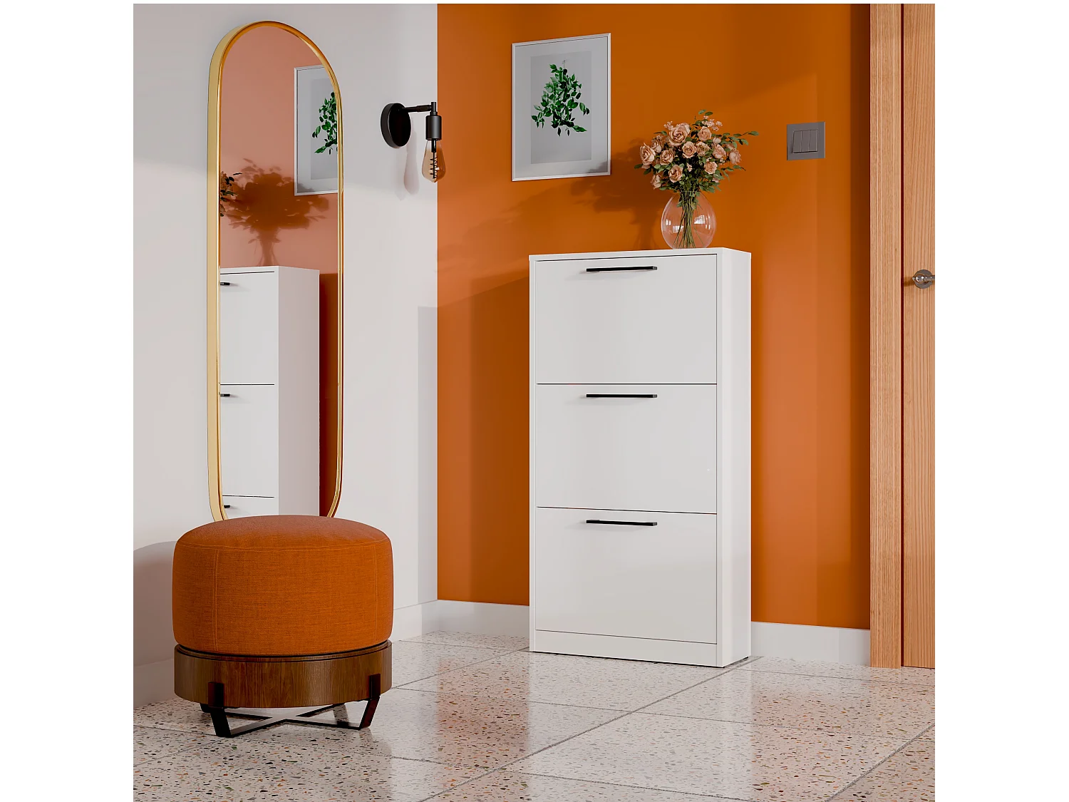 Scarpiera moderna 60x116x28 cm bianco SCAT3