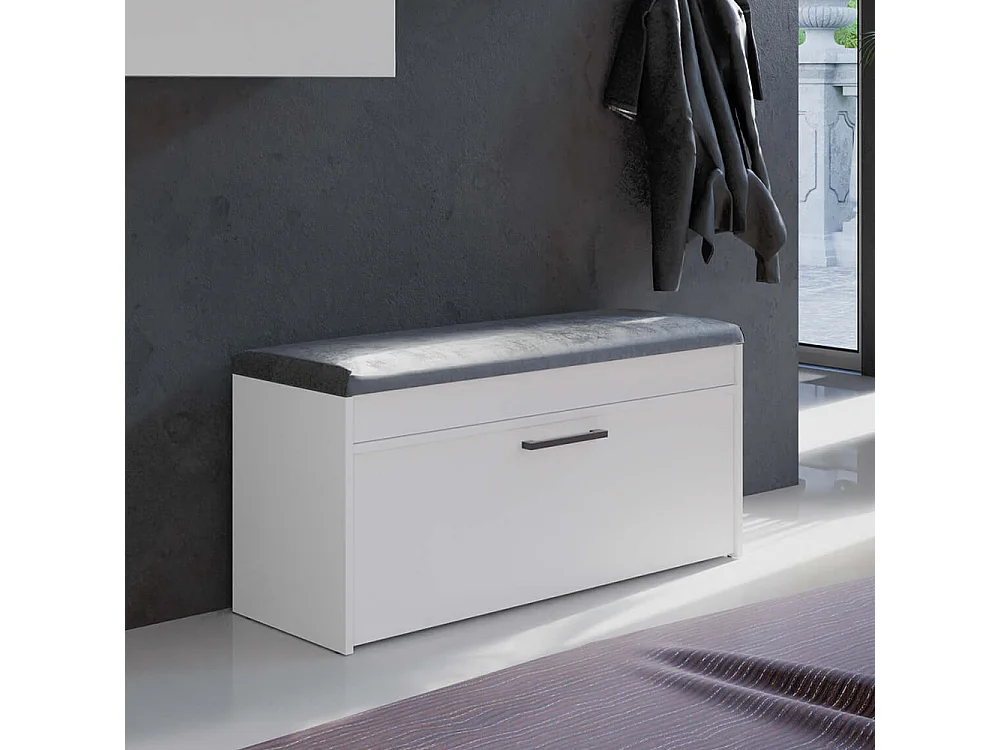 Scarpiera con panca 100x49x35 cm bianco SCAT6