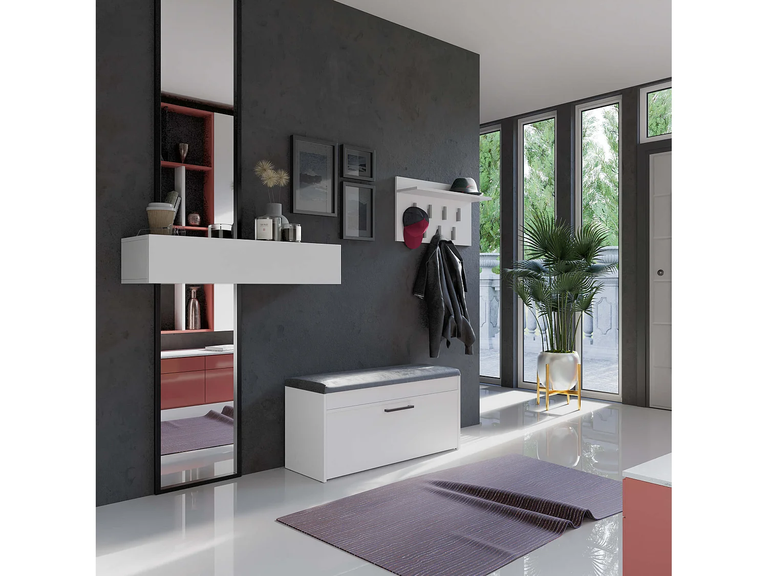 Scarpiera con panca 100x49x35 cm bianco SCAT6