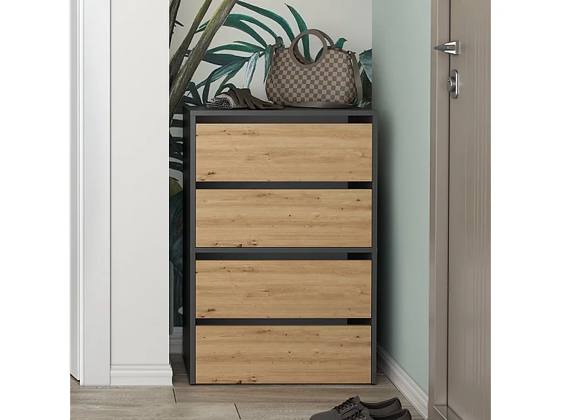Scarpiera ingresso 60x88x36 cm rovere e antracite SCAT2