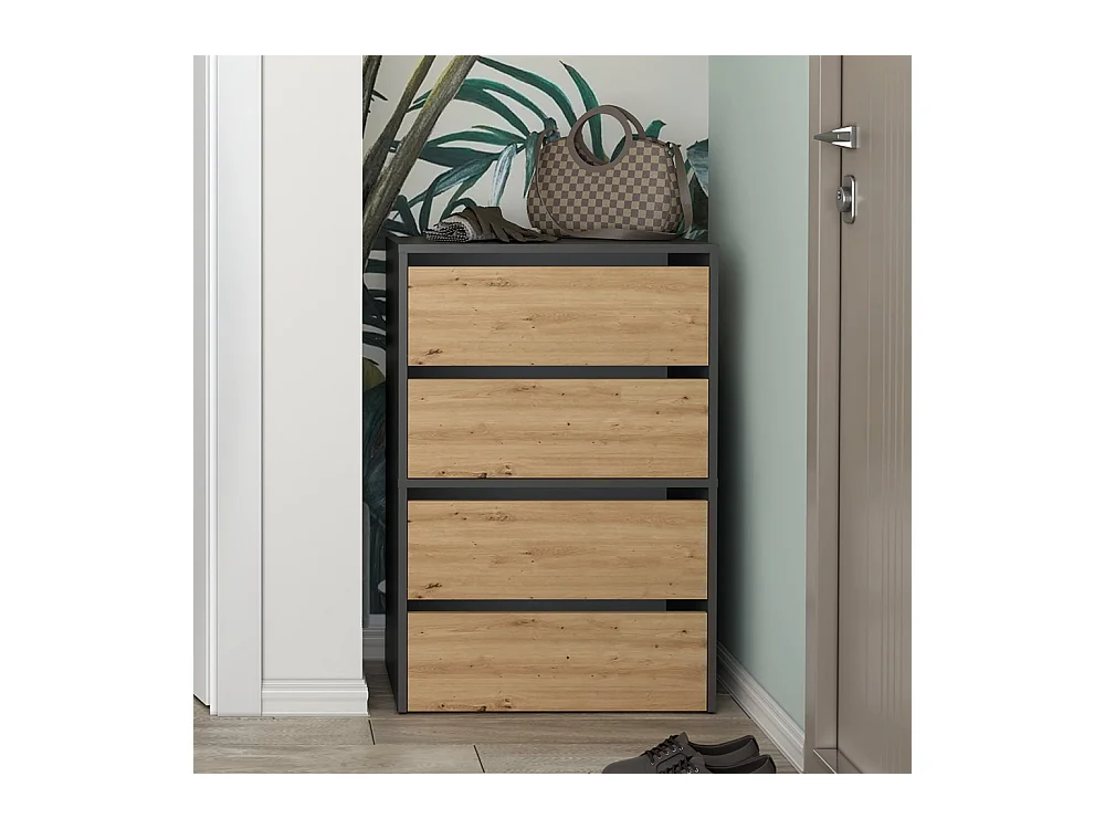 Scarpiera ingresso 60x88x36 cm rovere e antracite SCAT2