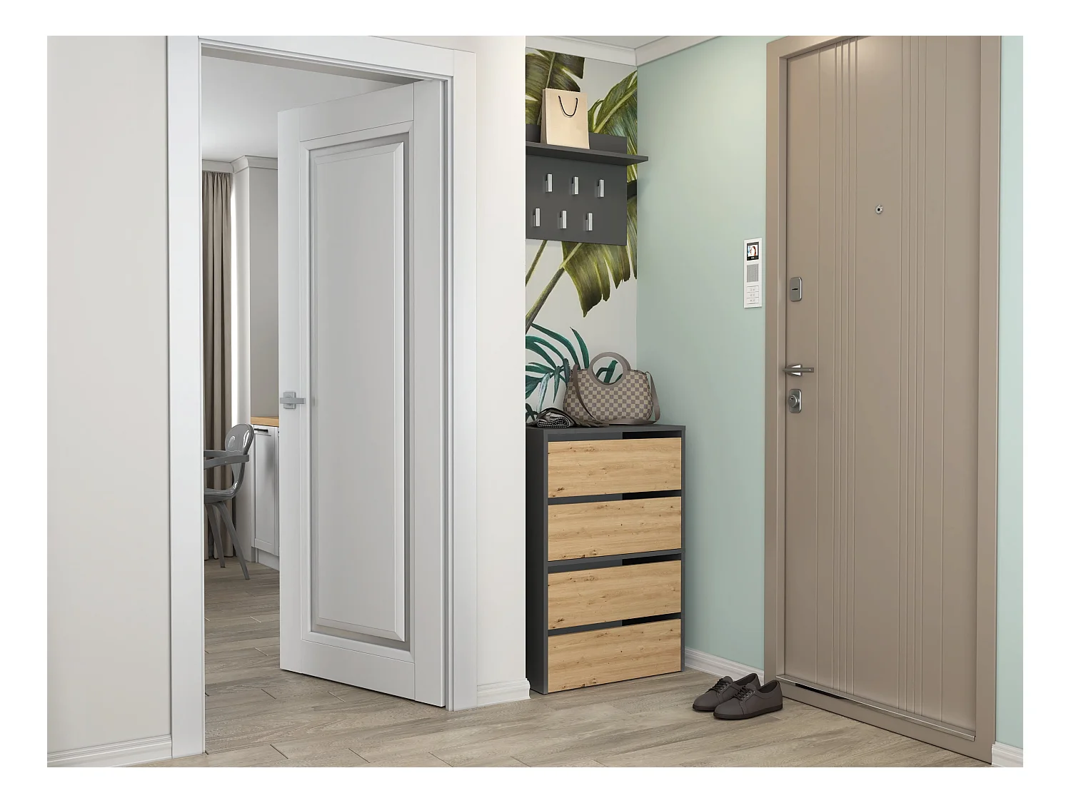 Scarpiera ingresso 60x88x36 cm rovere e antracite SCAT2