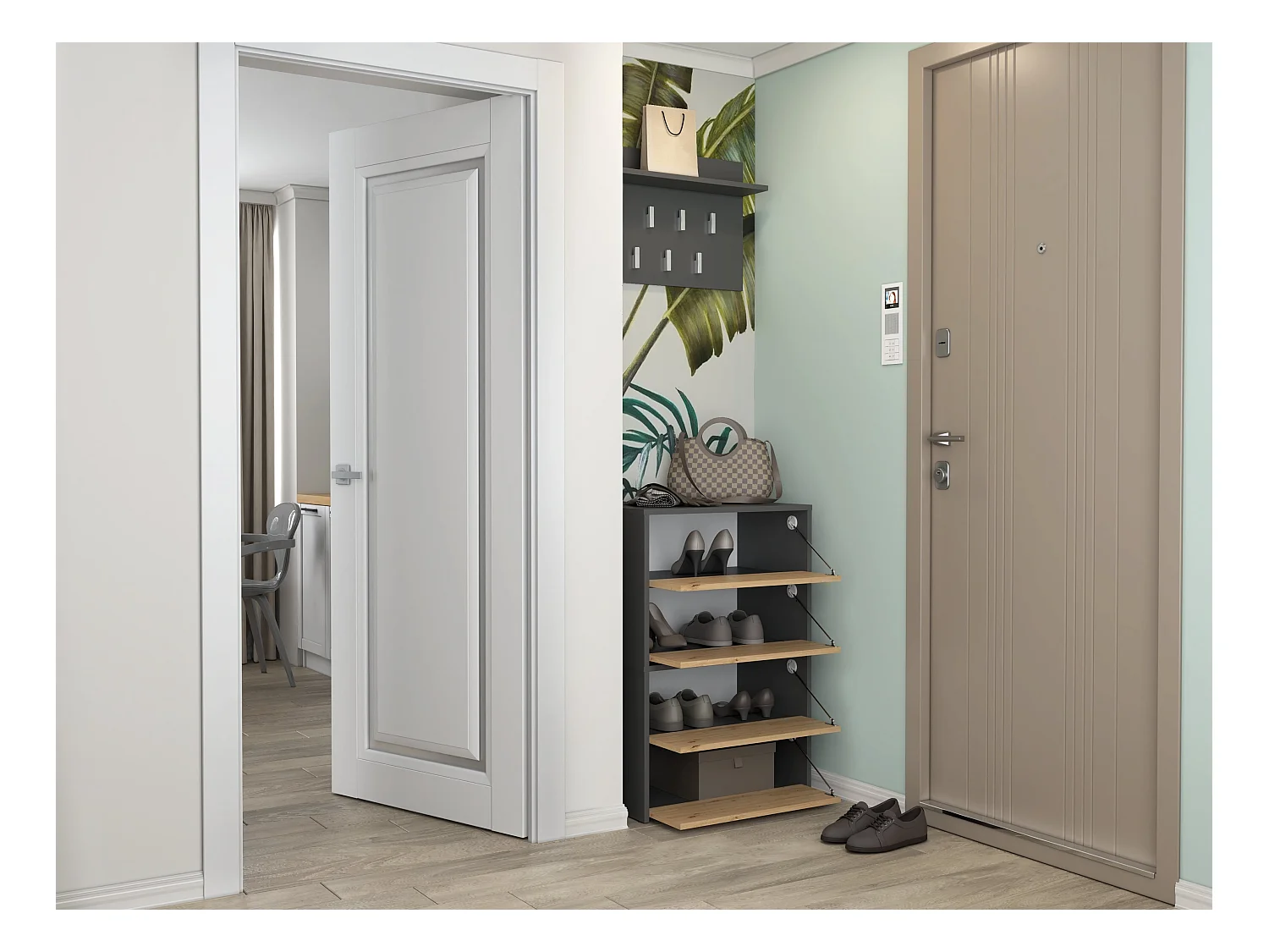 Scarpiera ingresso 60x88x36 cm rovere e antracite SCAT2