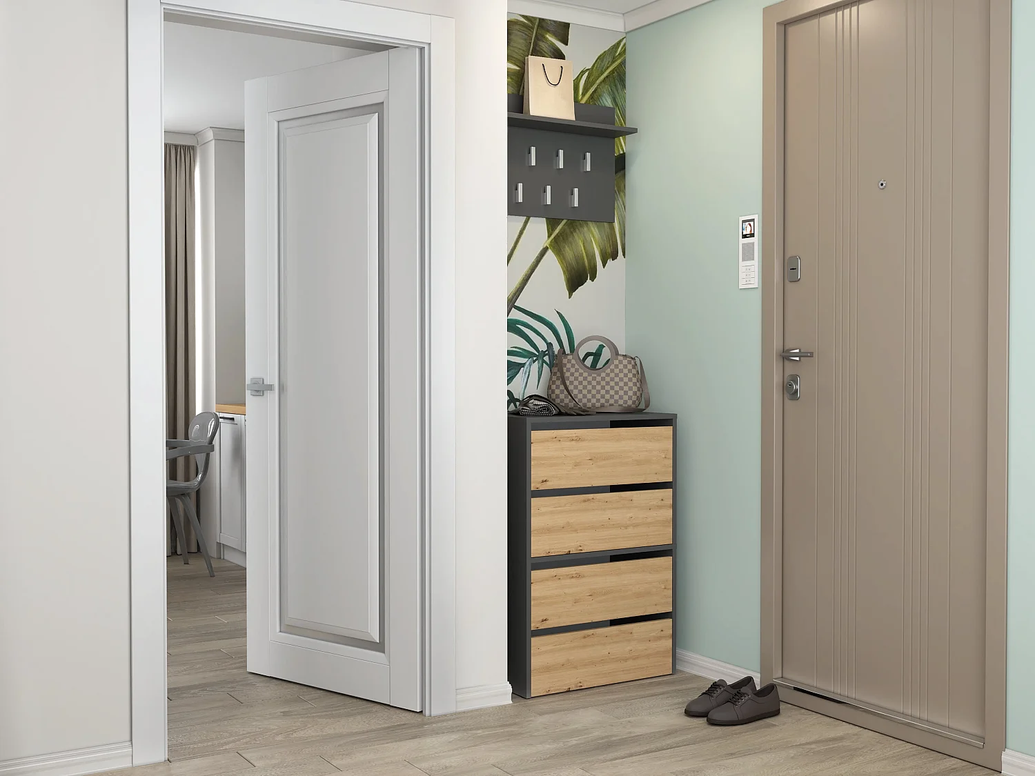 Scarpiera ingresso 60x88x36 cm rovere e antracite SCAT2