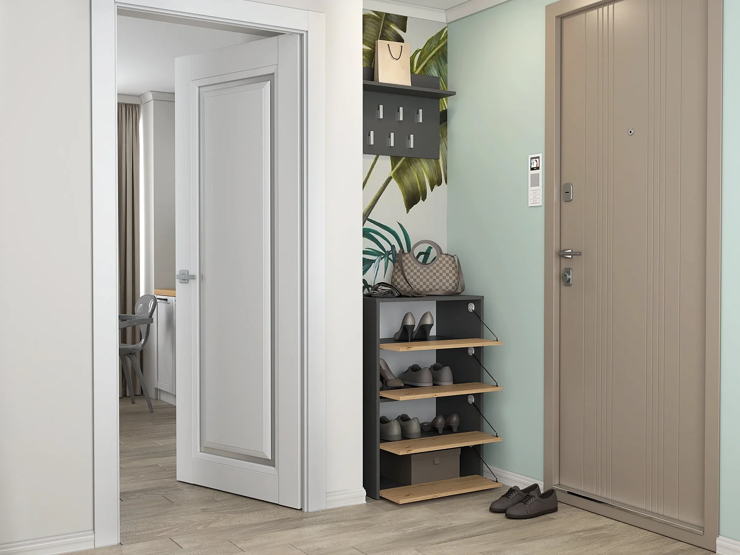 Scarpiera ingresso 60x88x36 cm rovere e antracite SCAT2