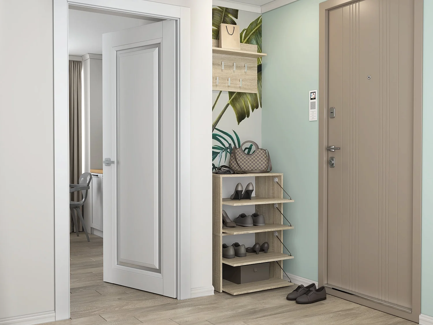 Scarpiera ingresso 60x88x36 cm rovere chiaro SCAT2