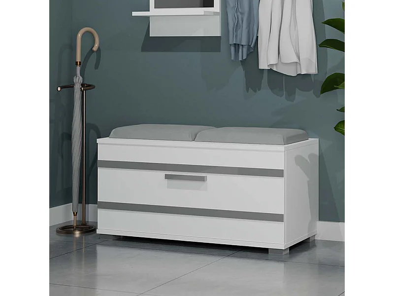 Scarpiera salvaspazio 85x45x35 con seduta bianca SCAT5