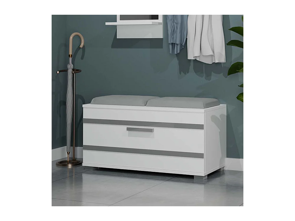 Scarpiera salvaspazio 85x45x35 con seduta bianca SCAT5