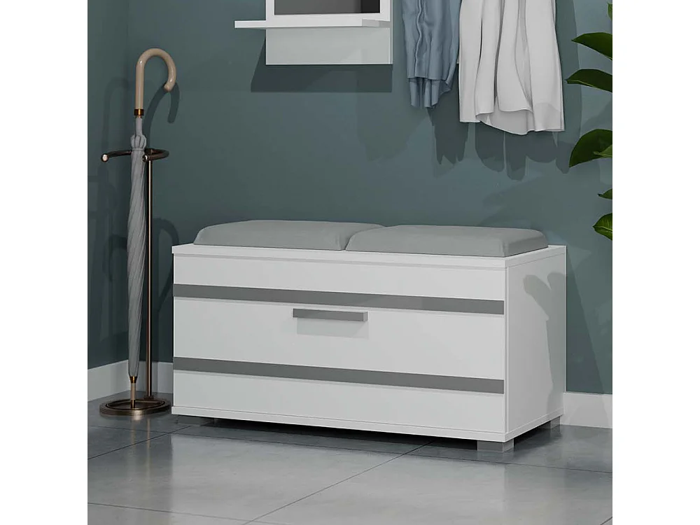 Scarpiera salvaspazio 85x45x35 con seduta bianca SCAT5