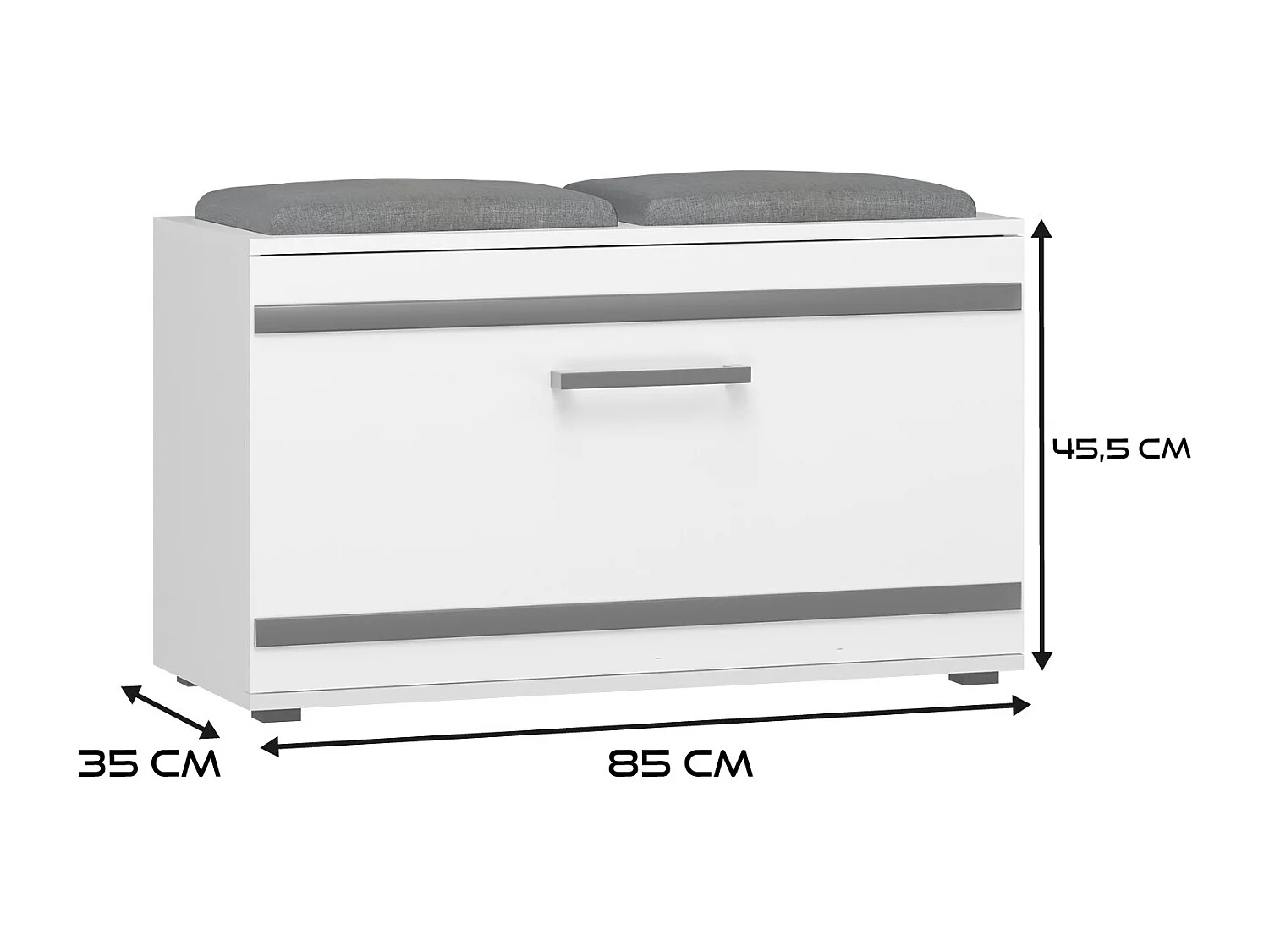 Scarpiera salvaspazio 85x45x35 con seduta bianca SCAT5