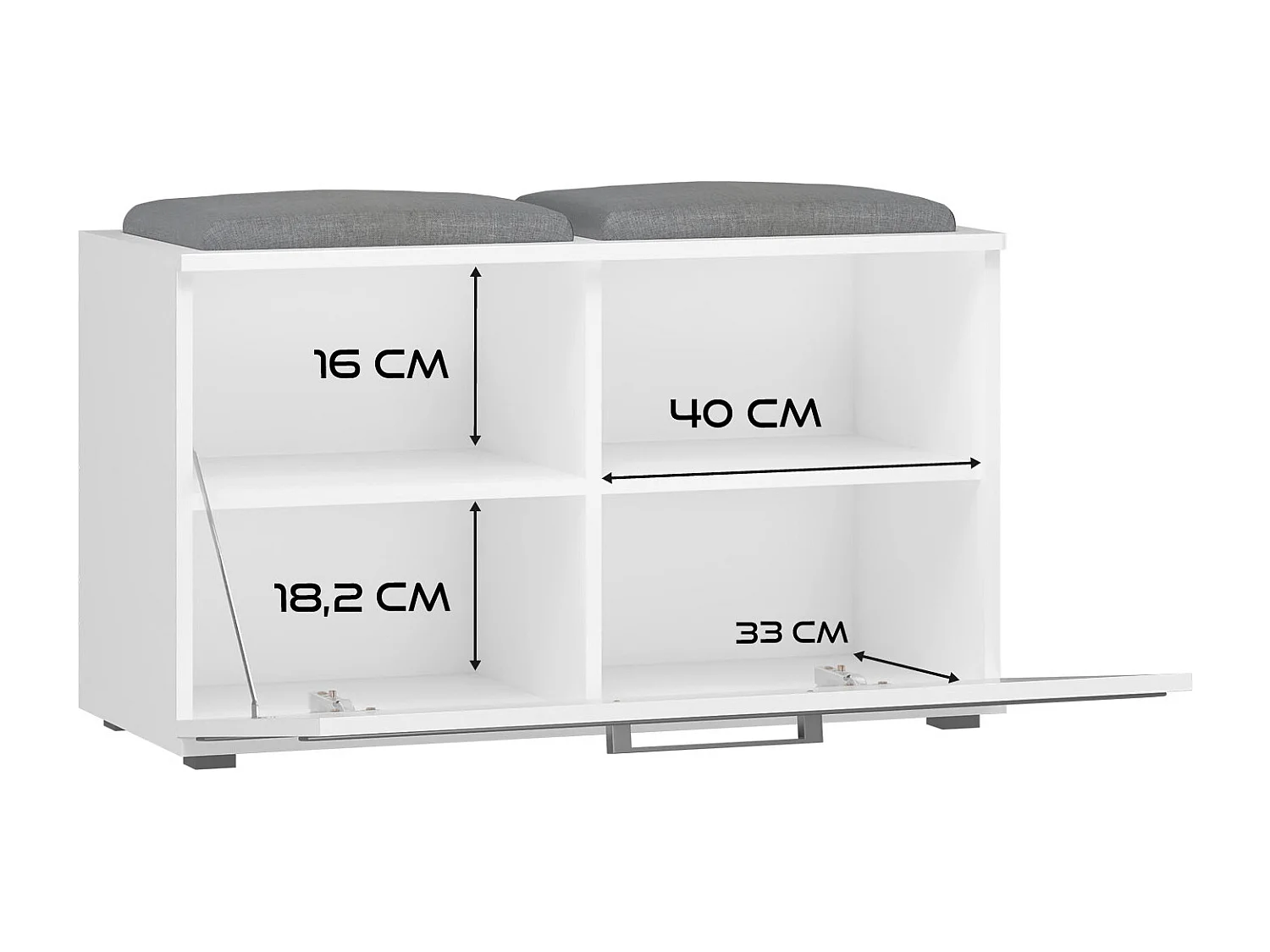 Scarpiera salvaspazio 85x45x35 con seduta bianca SCAT5