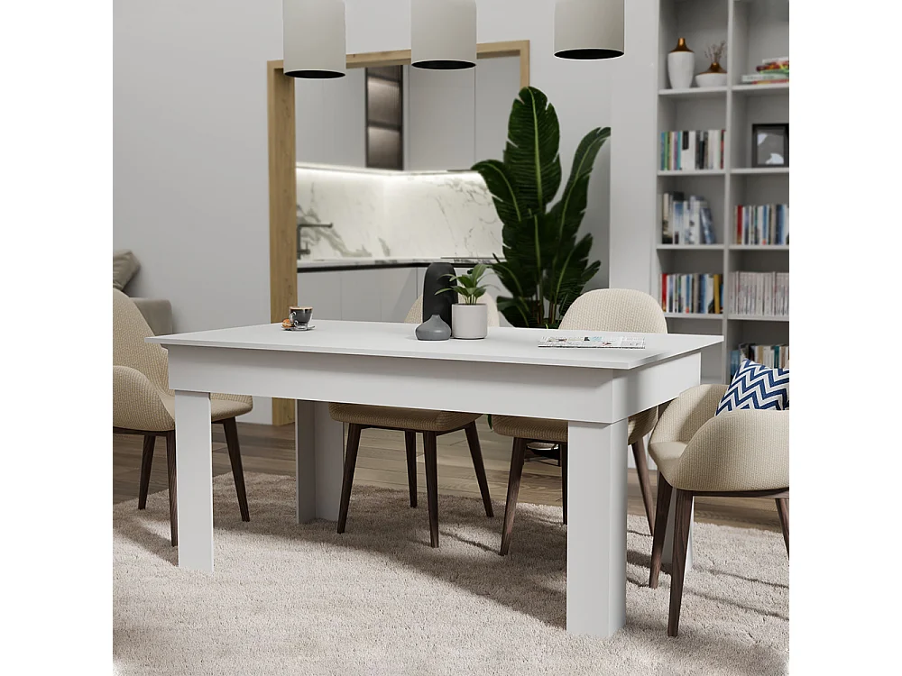 Tavolo da pranzo 160x75x80 cm bianco TPT1