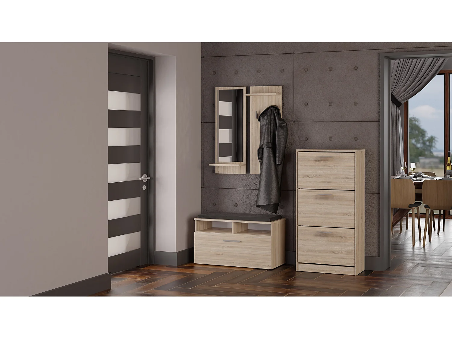 Scarpiera moderna 60x116x28 cm rovere chiaro SCAT3