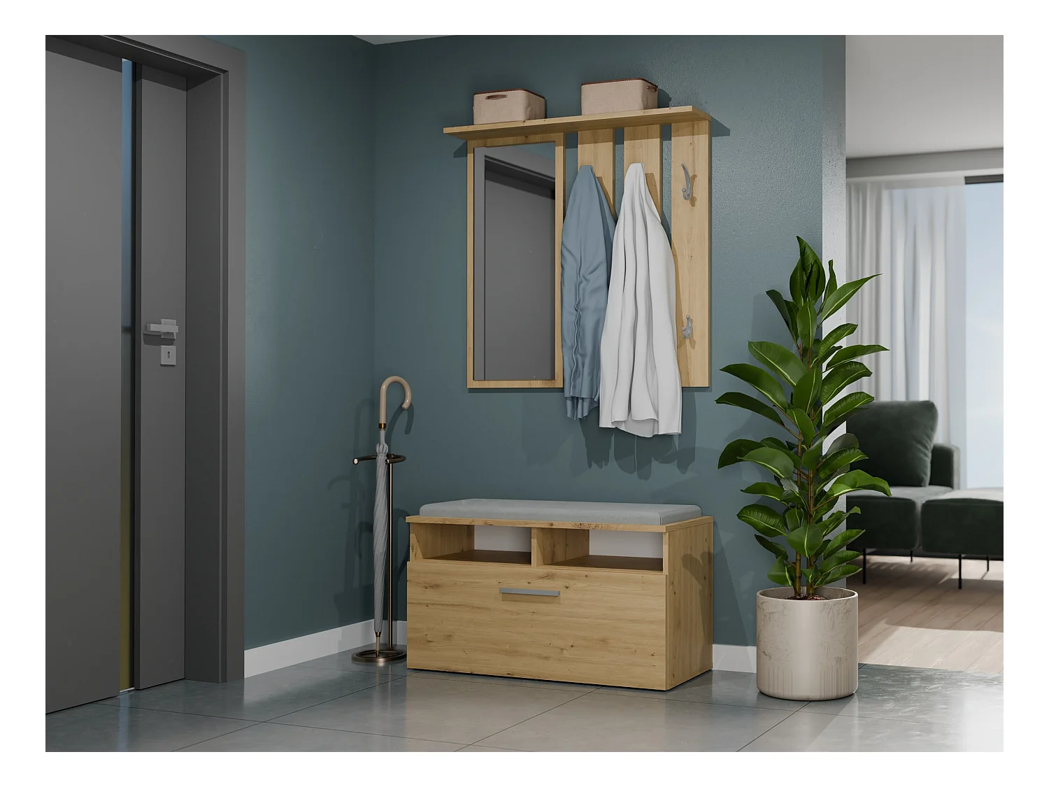 Scarpiera con seduta 85x46x35 cm rovere SCAT4