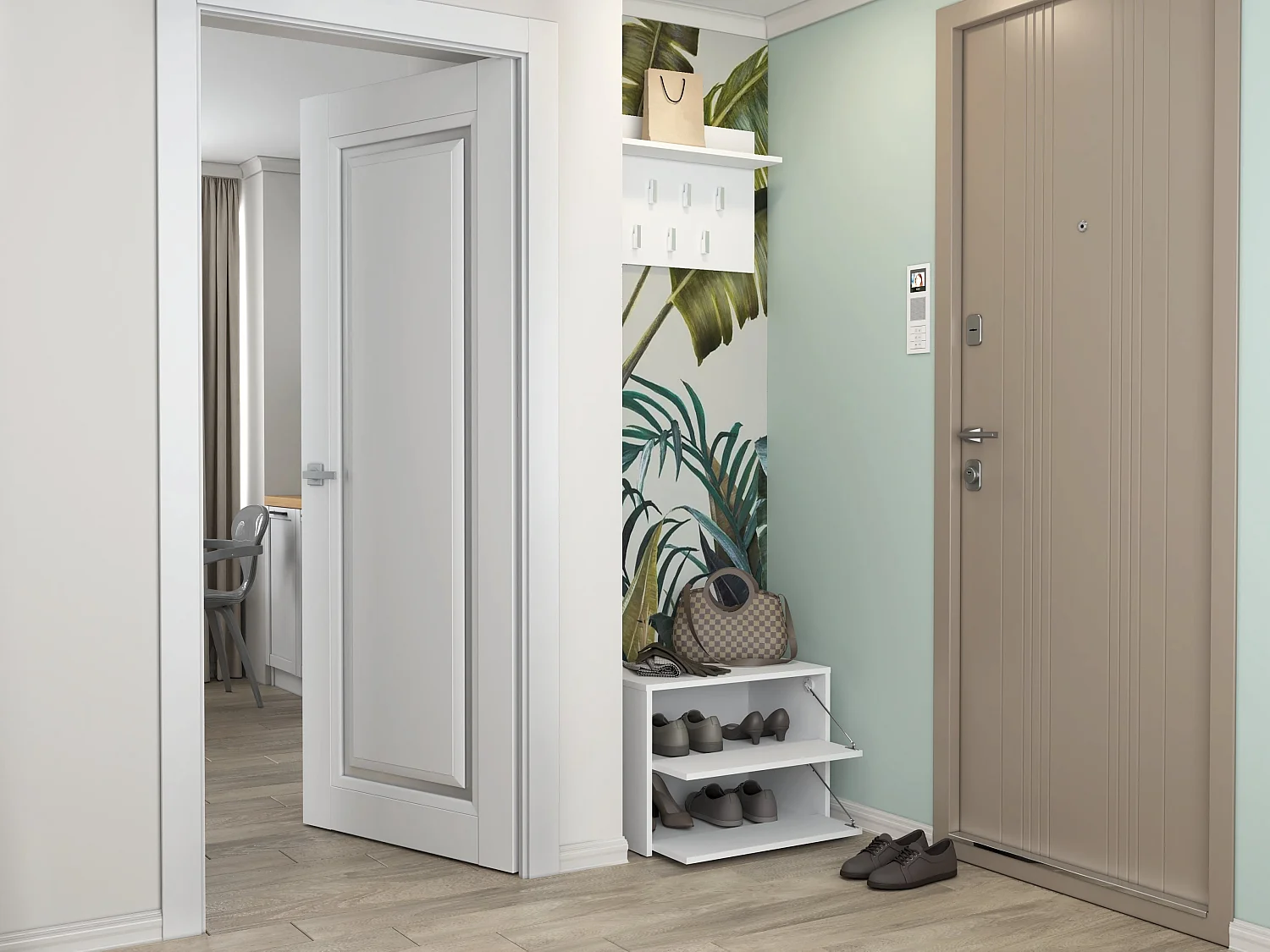 Scarpiera piccola per ingresso 60x44x36 cm bianco SCAT1