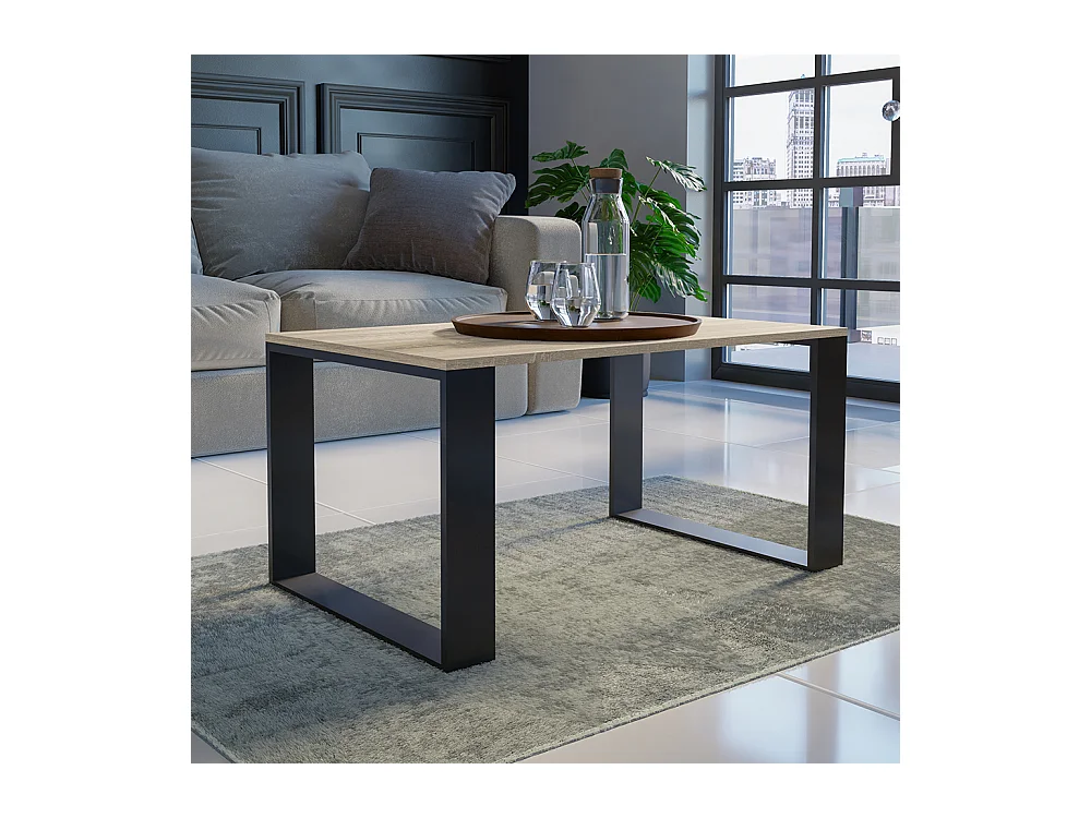 Tavolino da salotto moderno 58x50x90 cm rovere chiaro/nero TST8