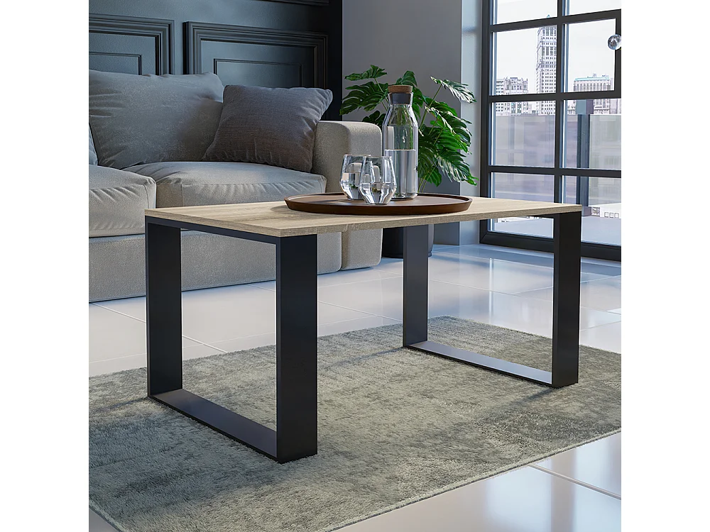 Tavolino da salotto moderno 58x50x90 cm rovere chiaro/nero TST8