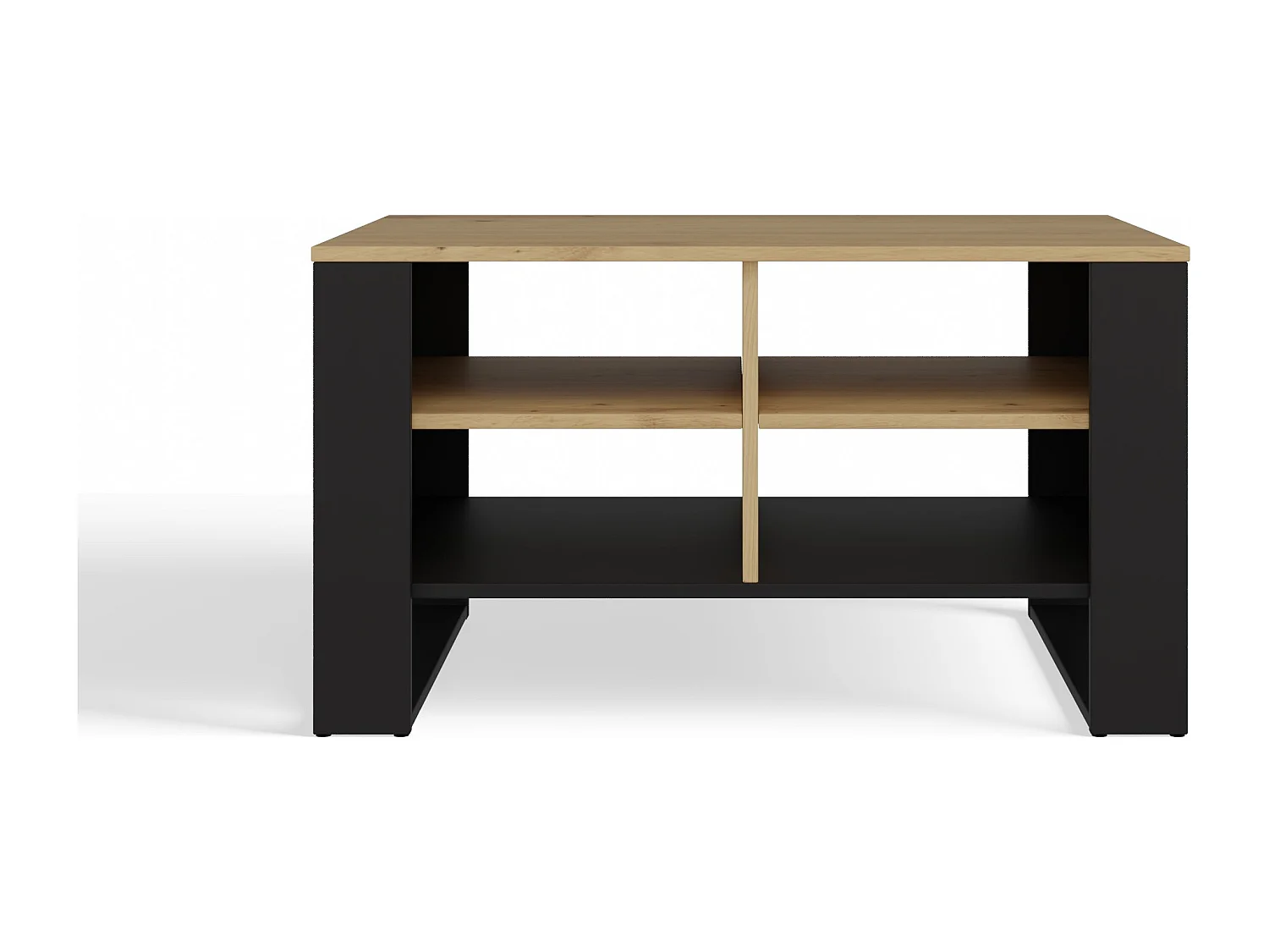 Tavolino da salotto 58x50x90 cm con 4 vani rovere e nero TST12