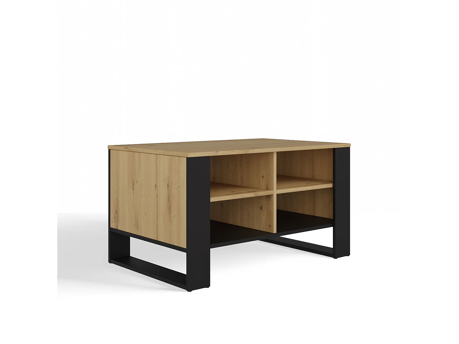 Tavolino da salotto 58x50x90 cm con 4 vani rovere e nero TST12