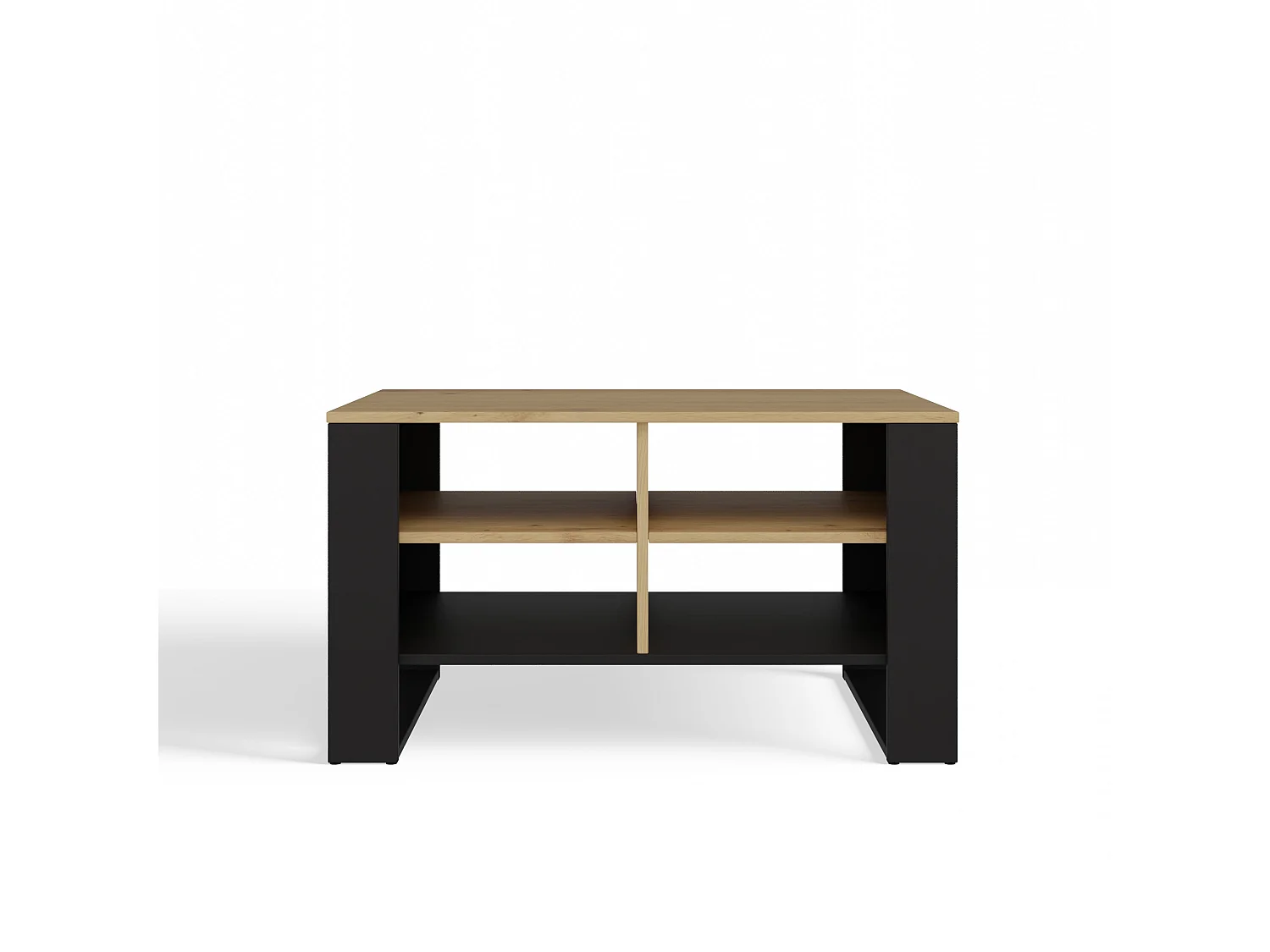 Tavolino da salotto 58x50x90 cm con 4 vani rovere e nero TST12