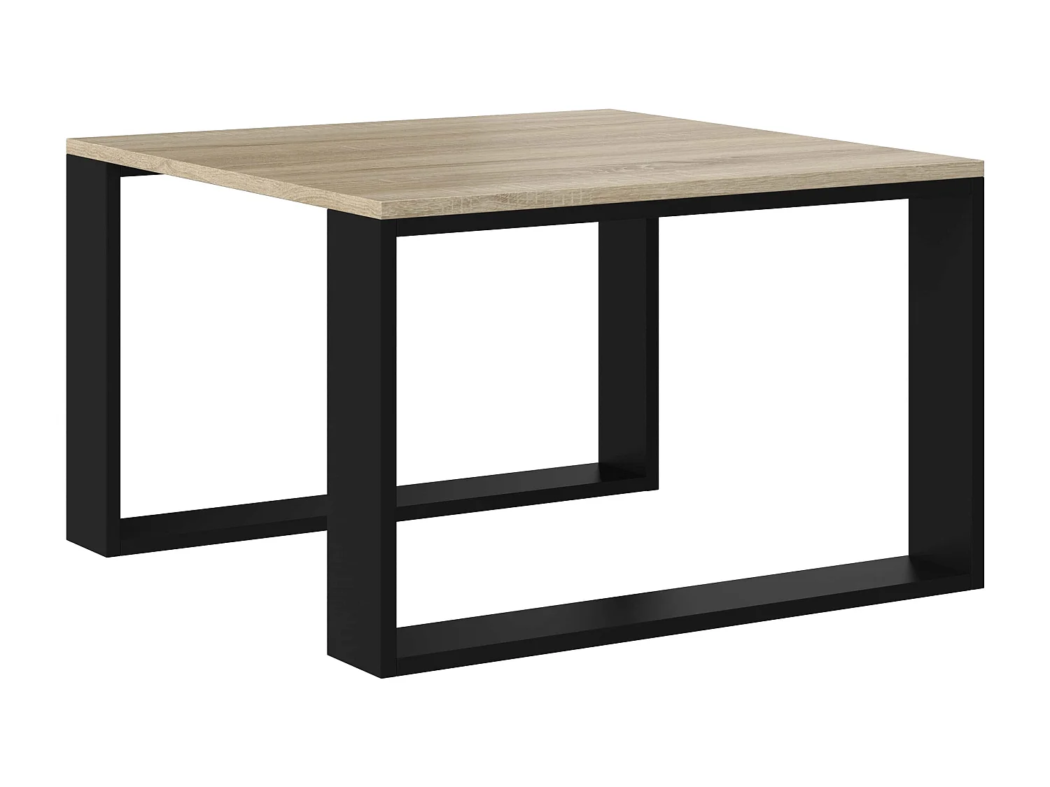 Tavolino da salotto essenziale 67x67x40 cm rovere chiaro e nero TST6